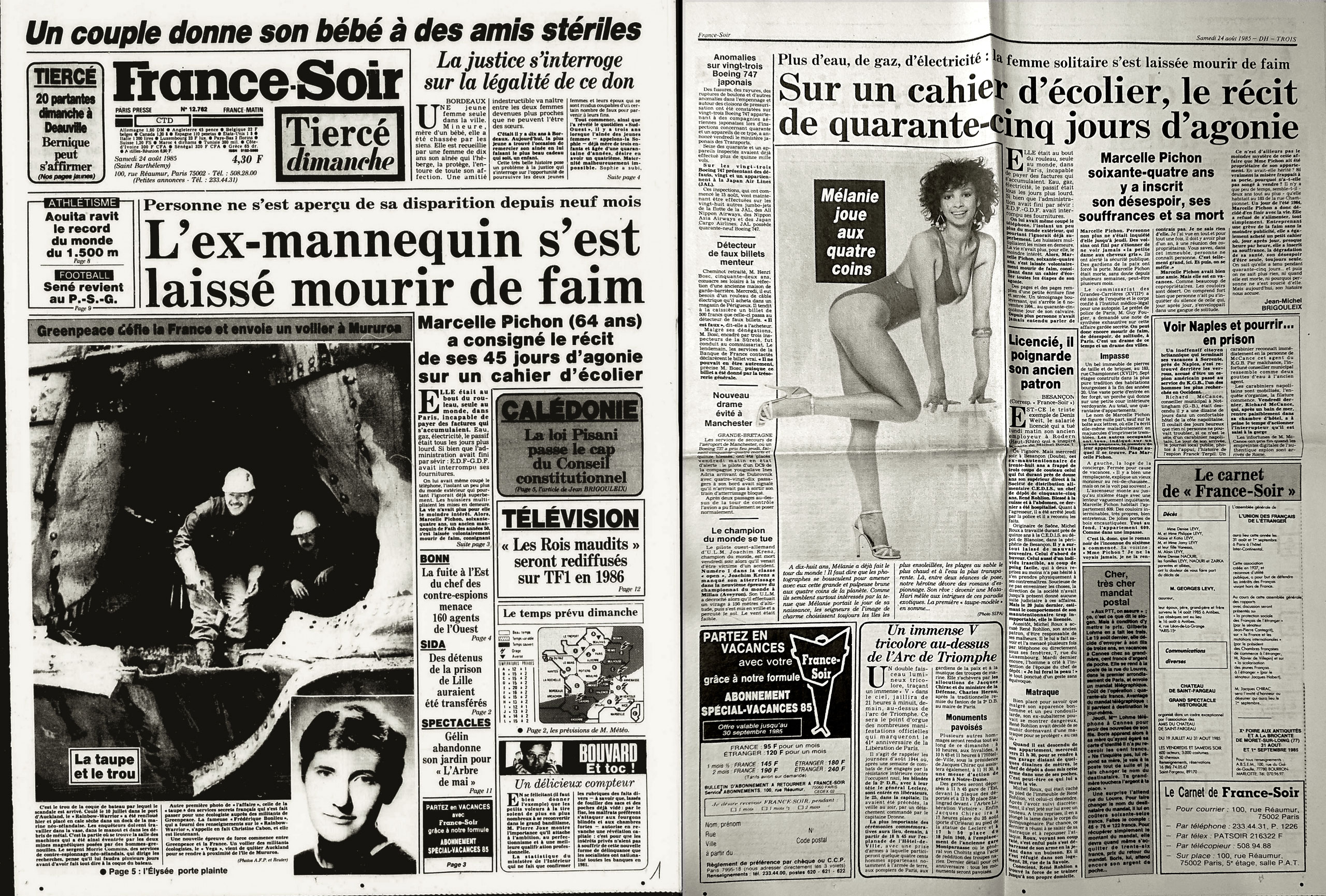 Qu’il s’agisse de France-Soir, le samedi 24 août 1985…<br><br>