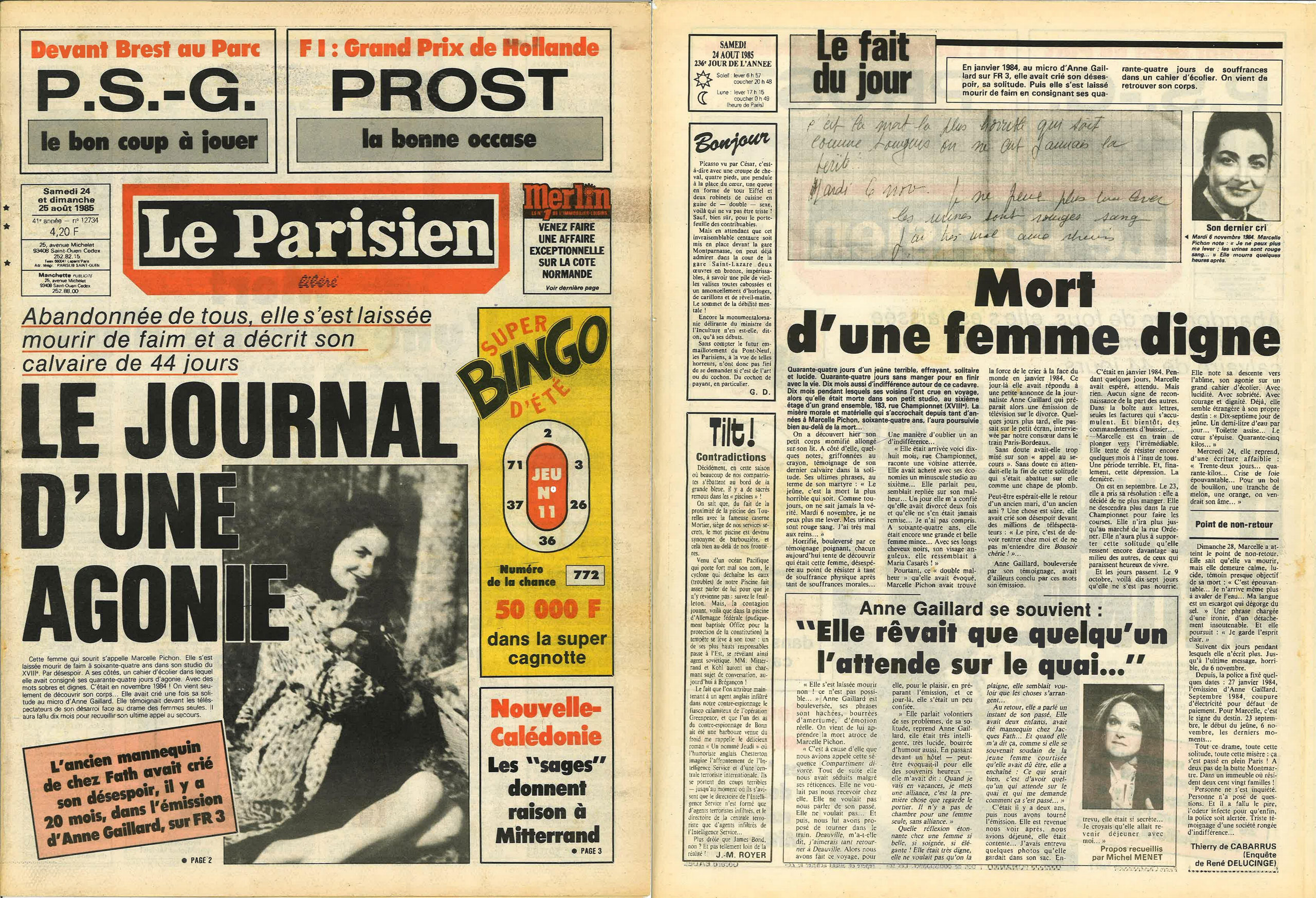 … du Parisien libéré, le samedi 24 août 1985…<br><br>