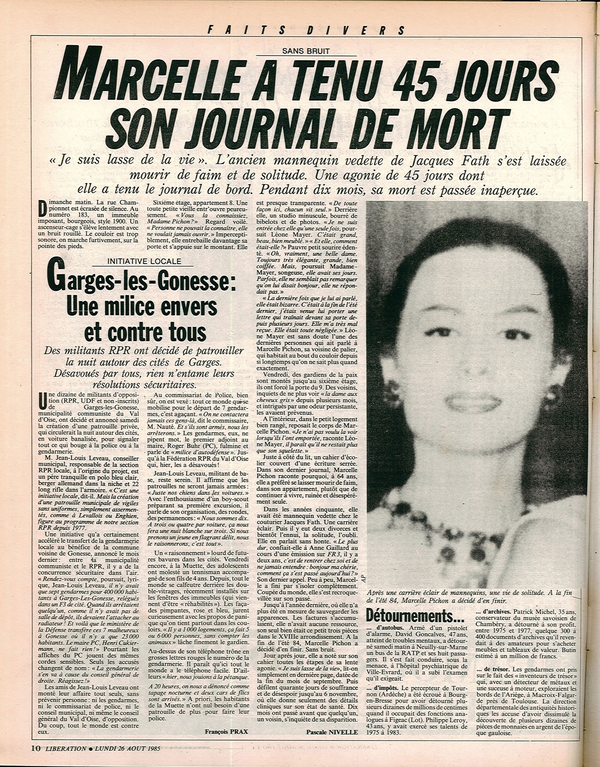 … Libération, le lundi 26 août 1985…<br><br>